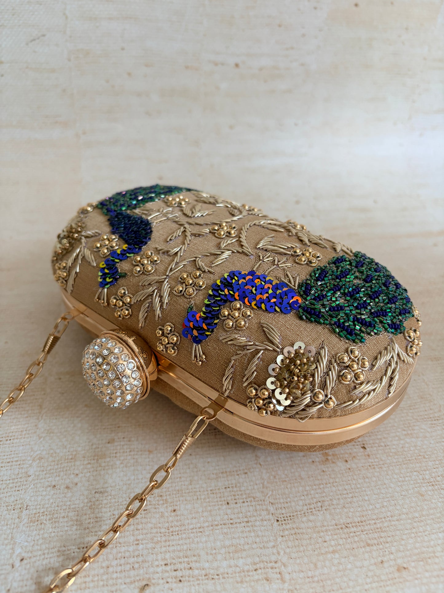 Peacock Oval Clutch (ST1163) (Gold)