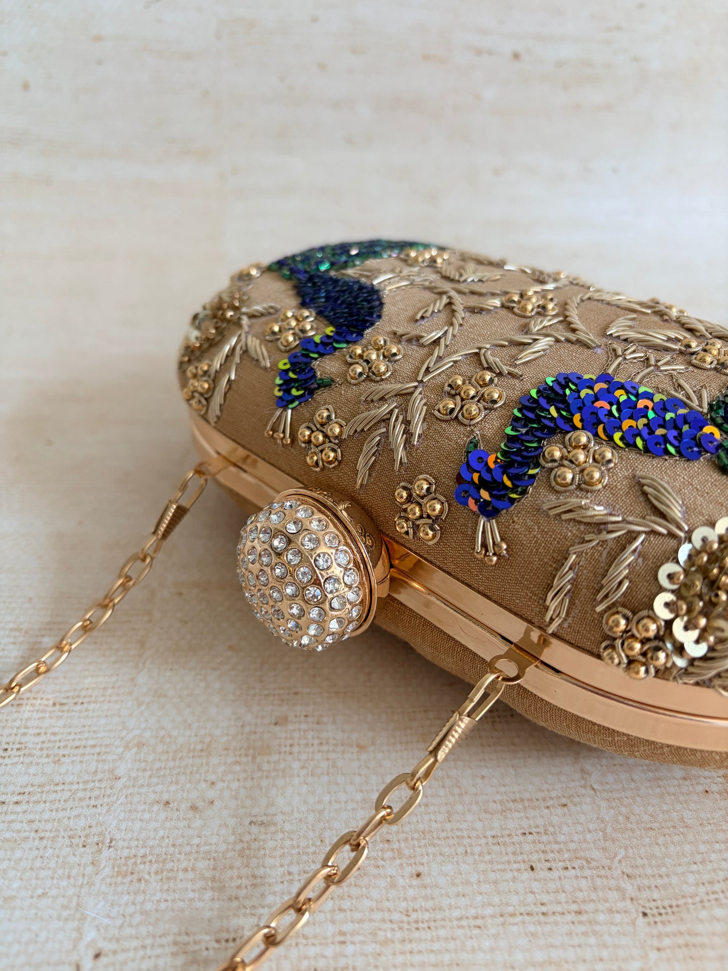 Peacock Oval Clutch (ST1163) (Gold)