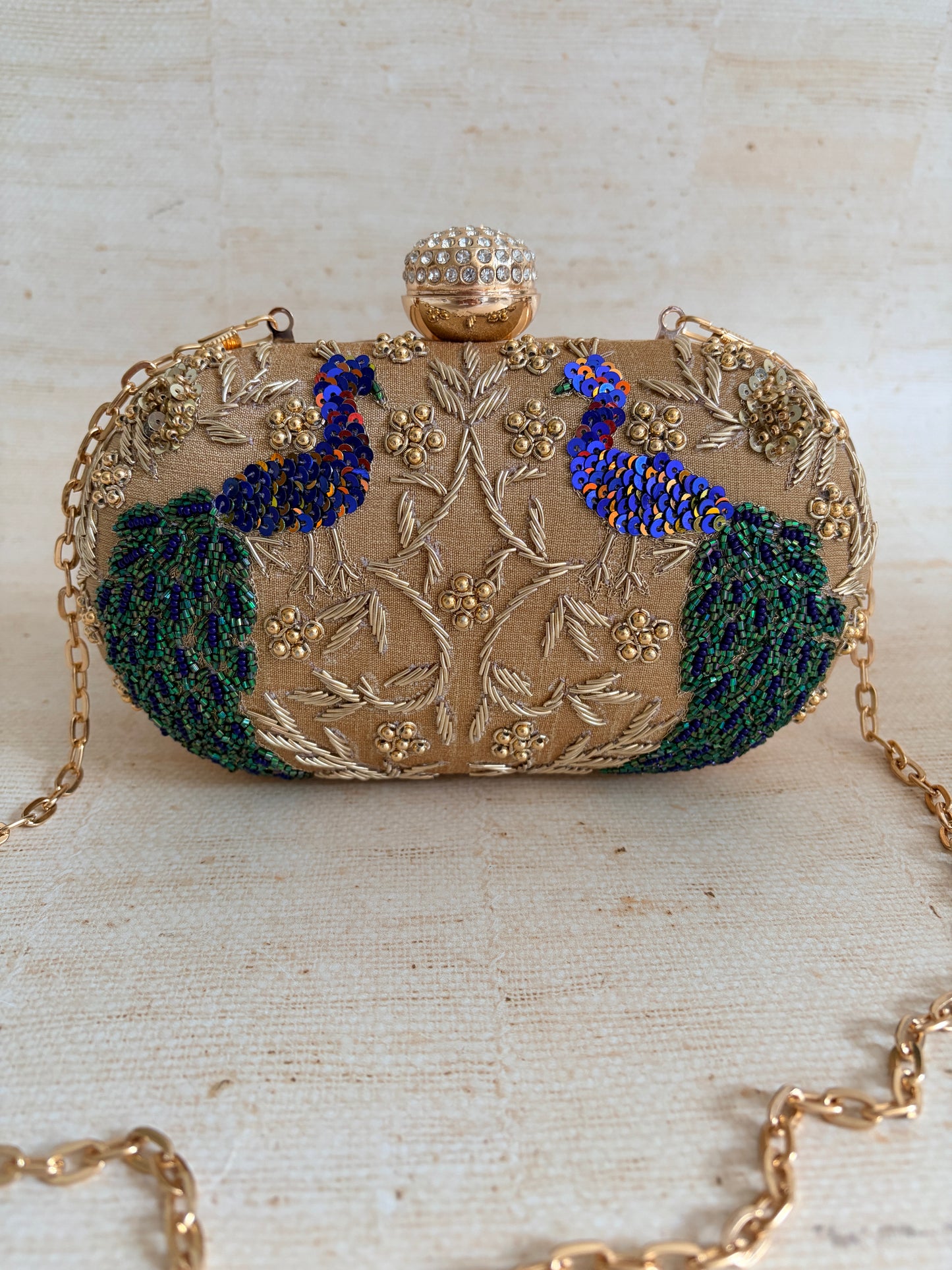Peacock Oval Clutch (ST1163) (Gold)