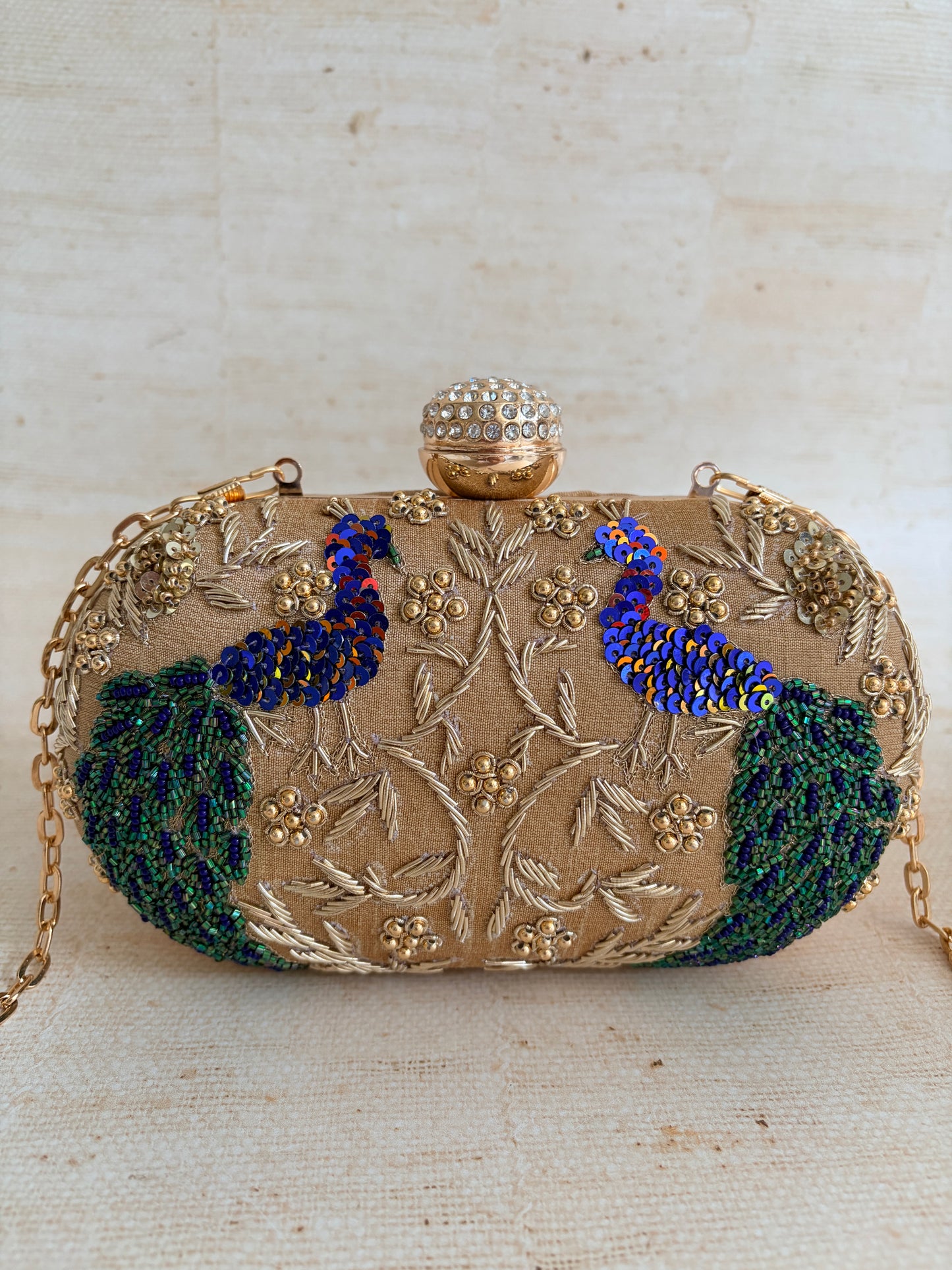 Peacock Oval Clutch (ST1163) (Gold)