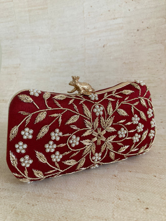 Milani (Rectangular Clutch) (Maroon) (ST263)