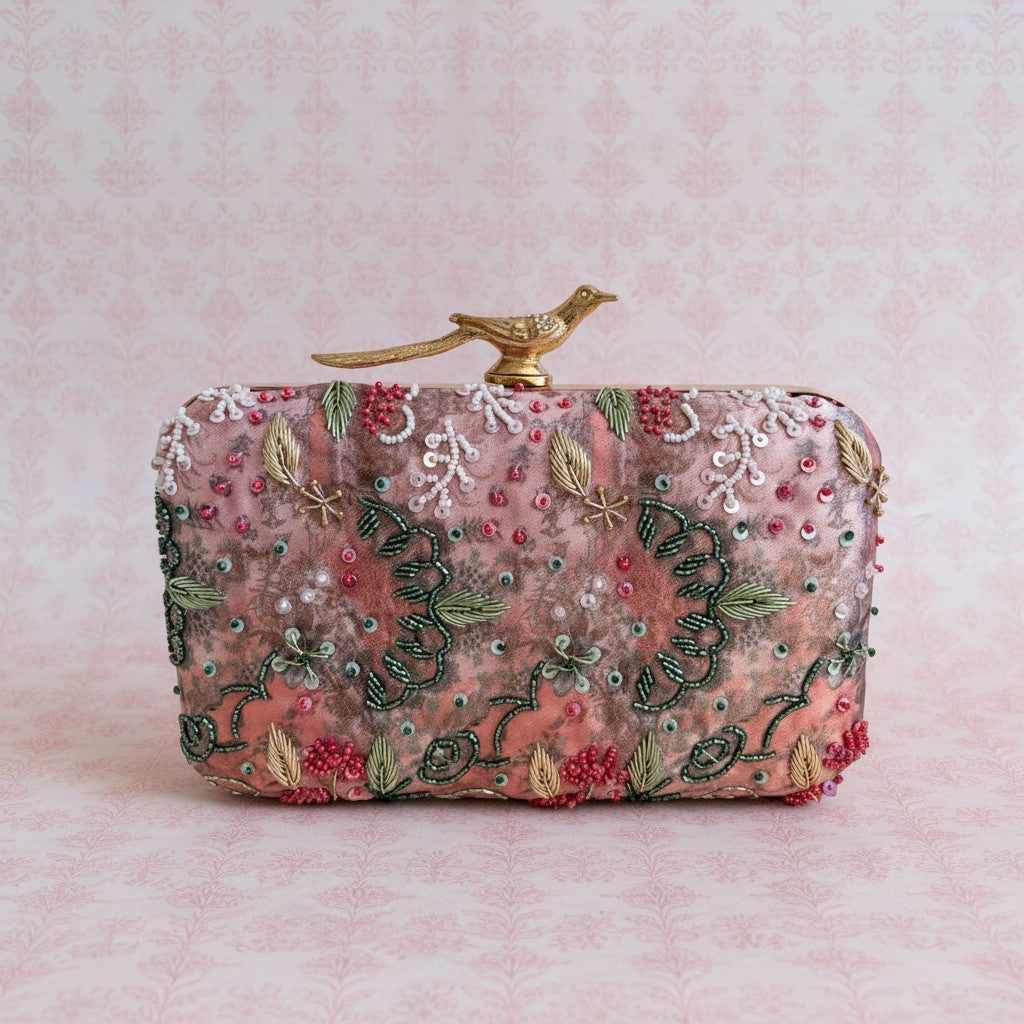 Sorrento Rectangular Pink Clutch (ST1179) (Bird Clasp)