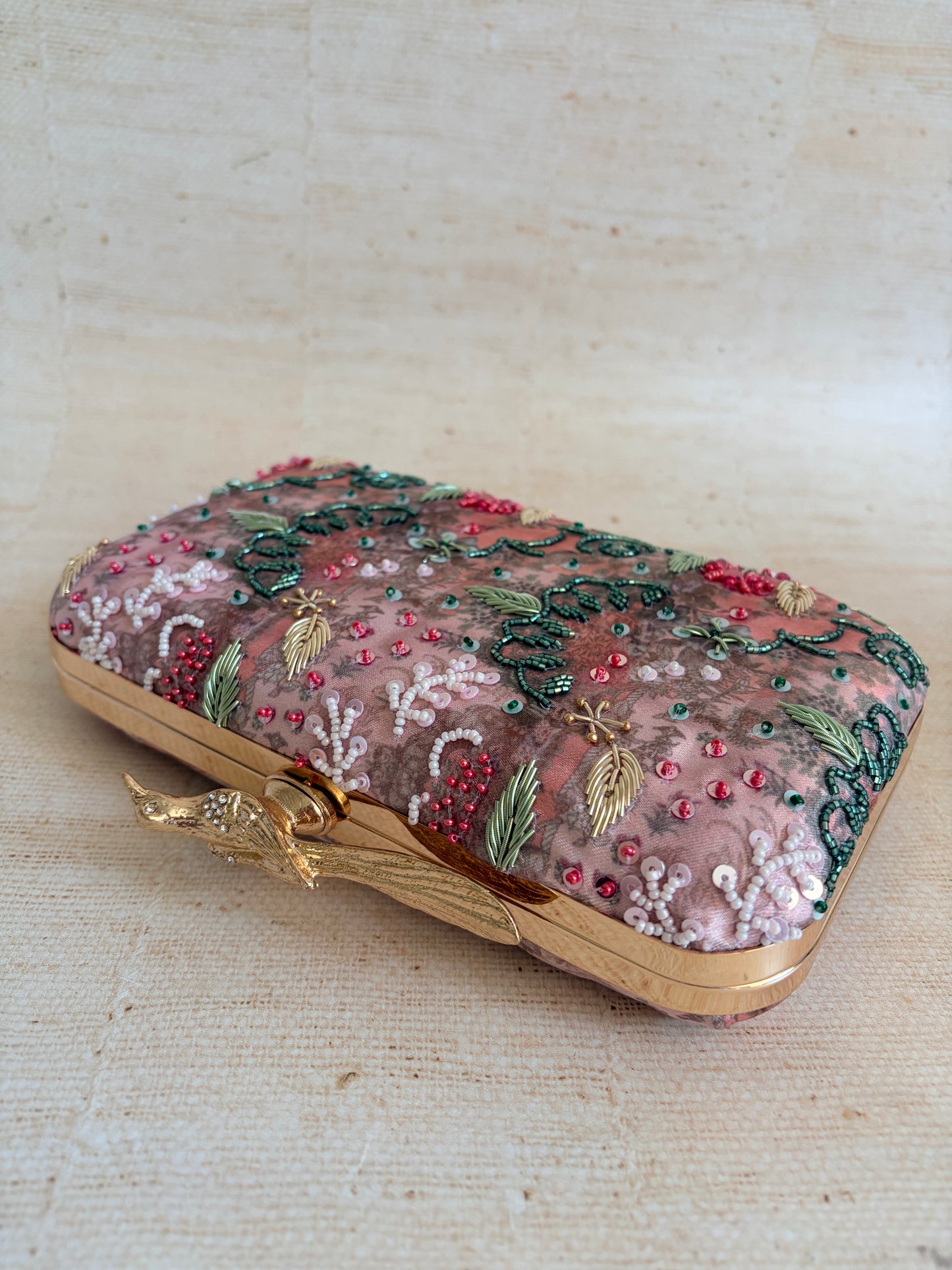 Sorrento Rectangular Pink Clutch (ST1179) (Bird Clasp)