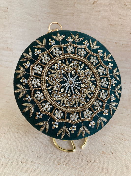 SALE Aarza Emerald Green Bangle Clutch (ST735)