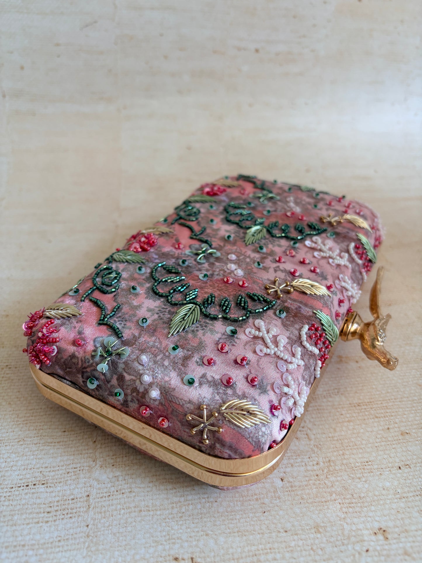 Sorrento Rectangular Pink Clutch (ST1179) (Bird Clasp)