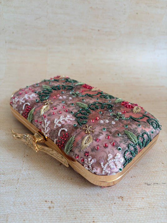 Sorrento Rectangular Pink Clutch (ST1179) (Bird Clasp)