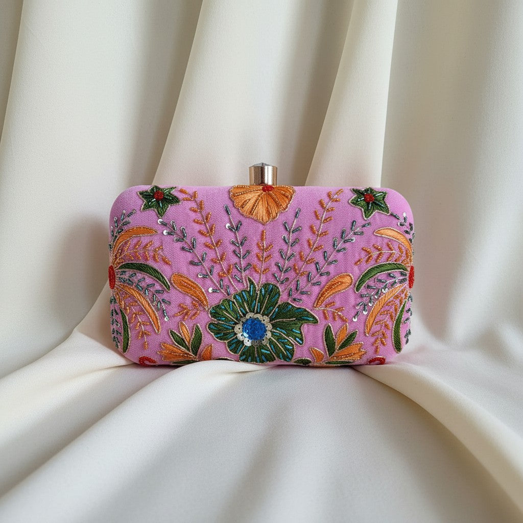 Rya Rectangular Pink Clutch (ST1173)