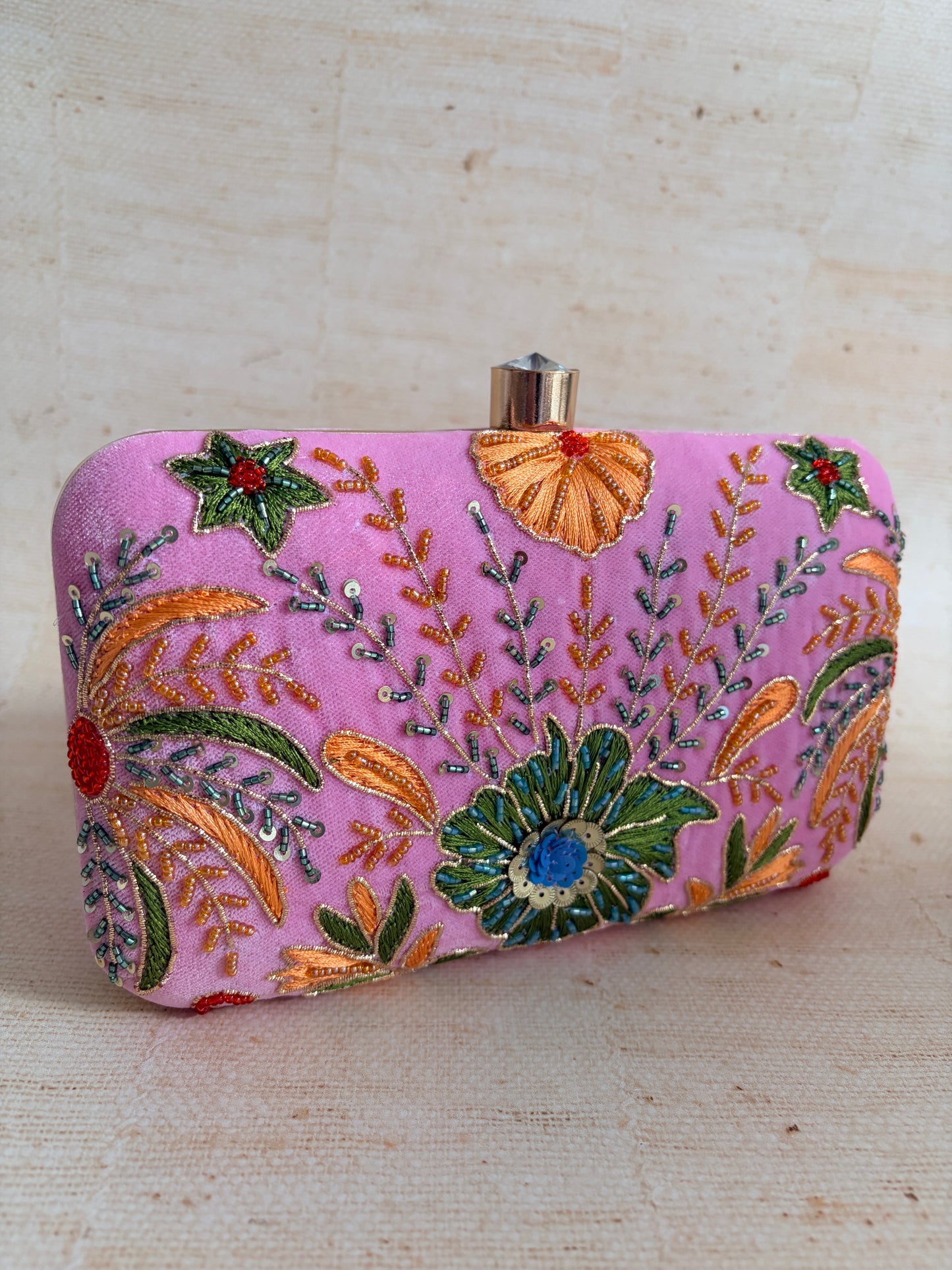 Rya Rectangular Pink Clutch (ST1173)