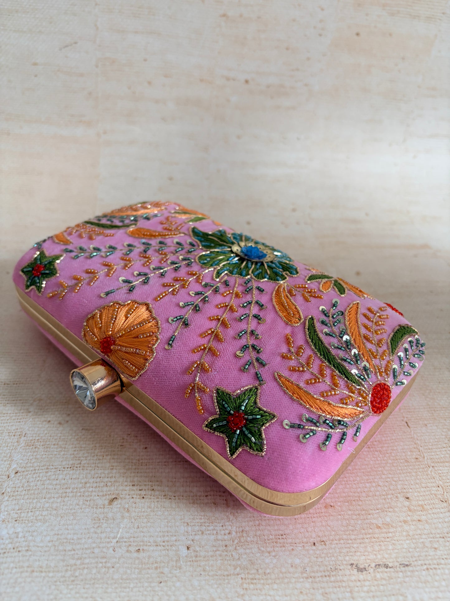 Rya Rectangular Pink Clutch (ST1173)