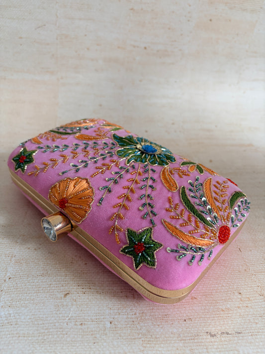 Rya Rectangular Pink Clutch (ST1173)