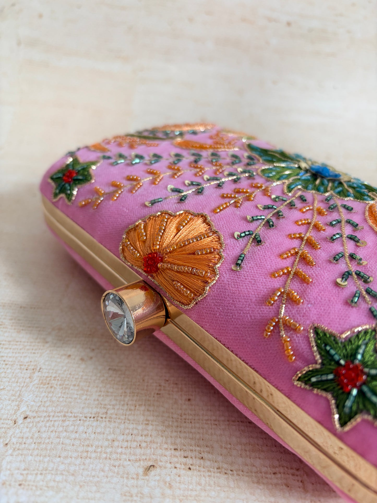 Rya Rectangular Pink Clutch (ST1173)