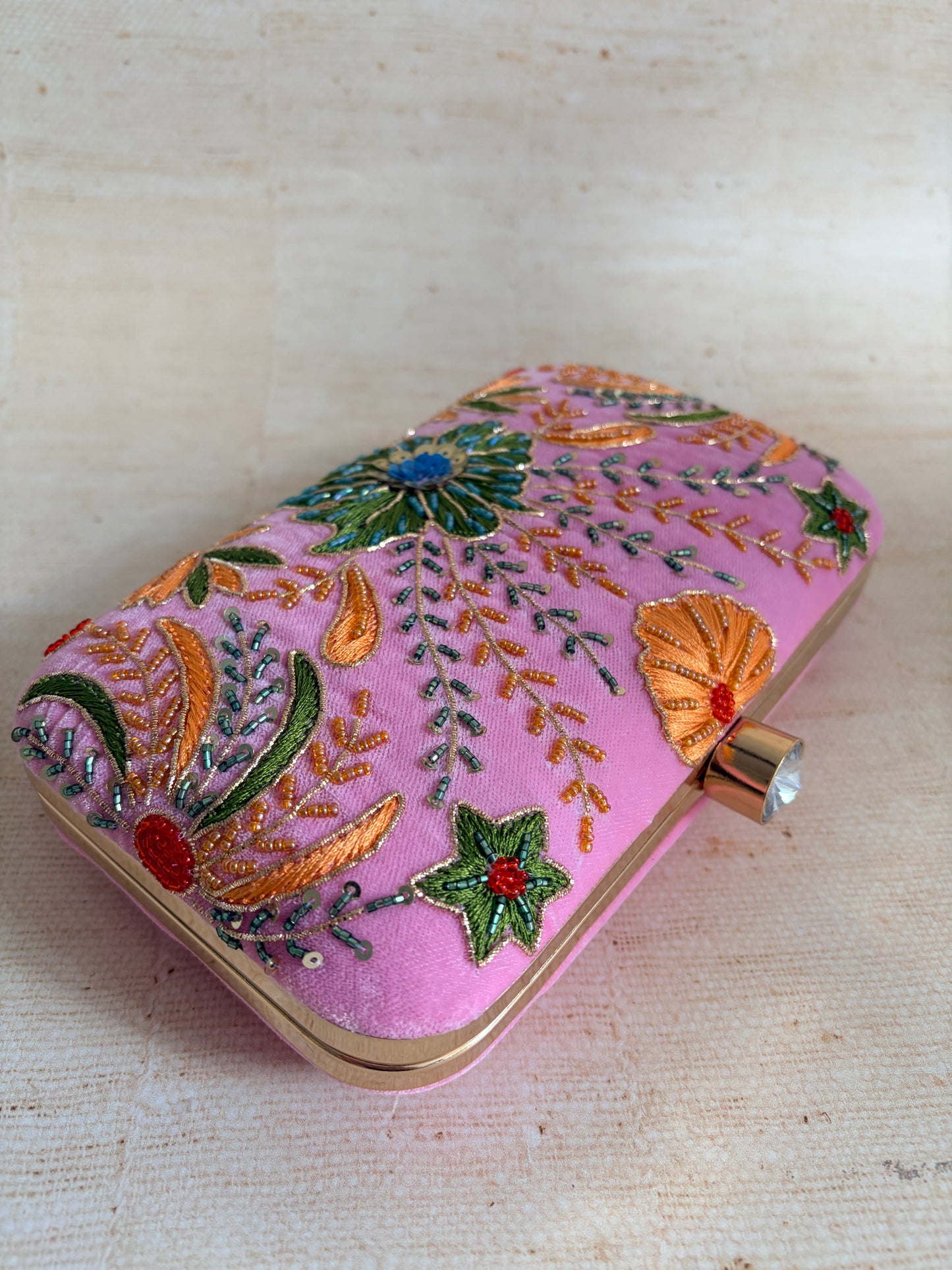 Rya Rectangular Pink Clutch (ST1173)