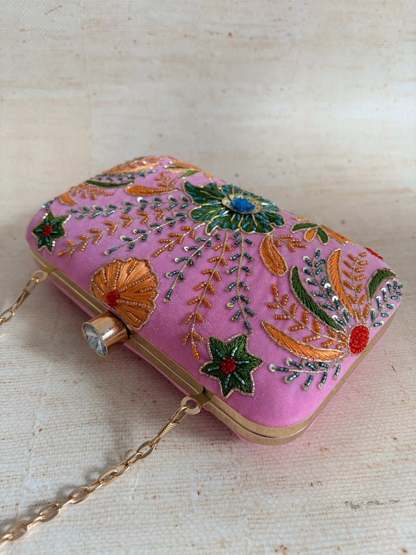Rya Rectangular Pink Clutch (ST1173)