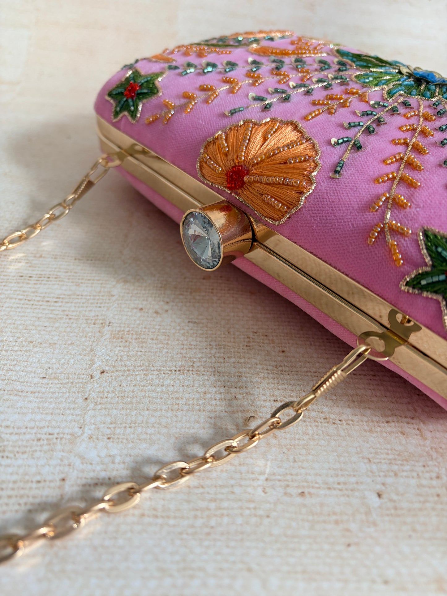 Rya Rectangular Pink Clutch (ST1173)