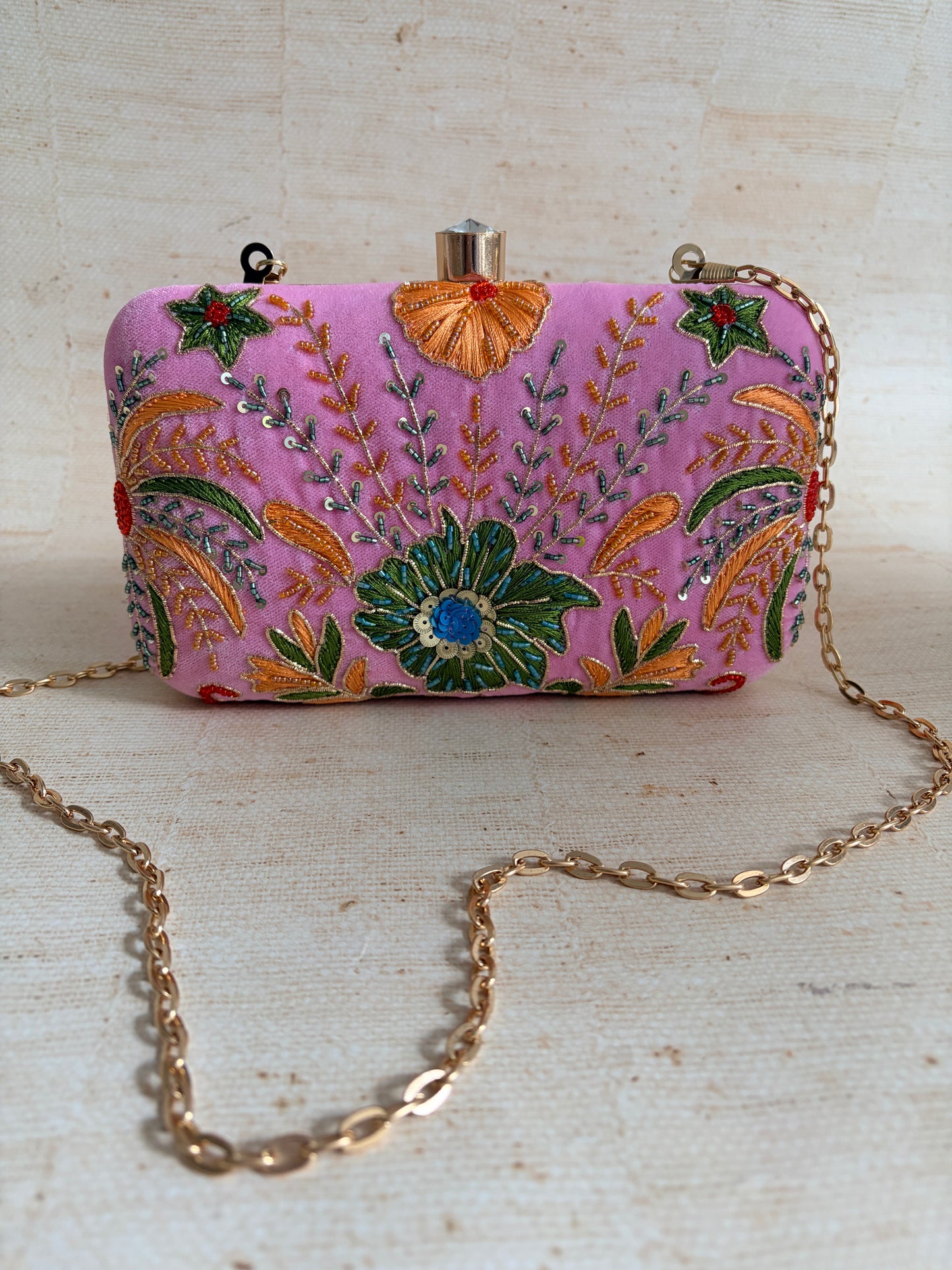 Rya Rectangular Pink Clutch (ST1173)