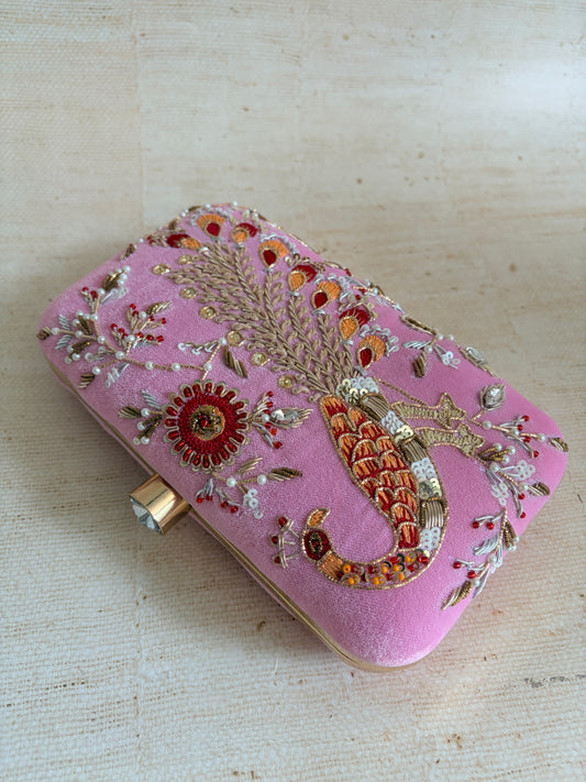 Morni Rectangular Pink Clutch (ST1171)
