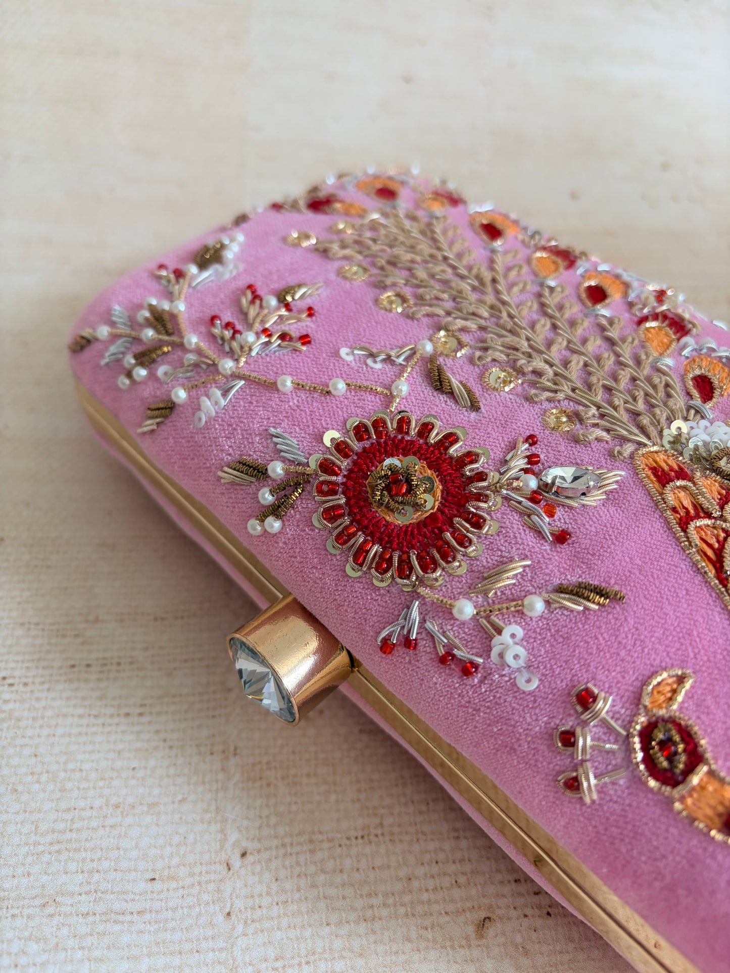 Morni Rectangular Pink Clutch (ST1171)