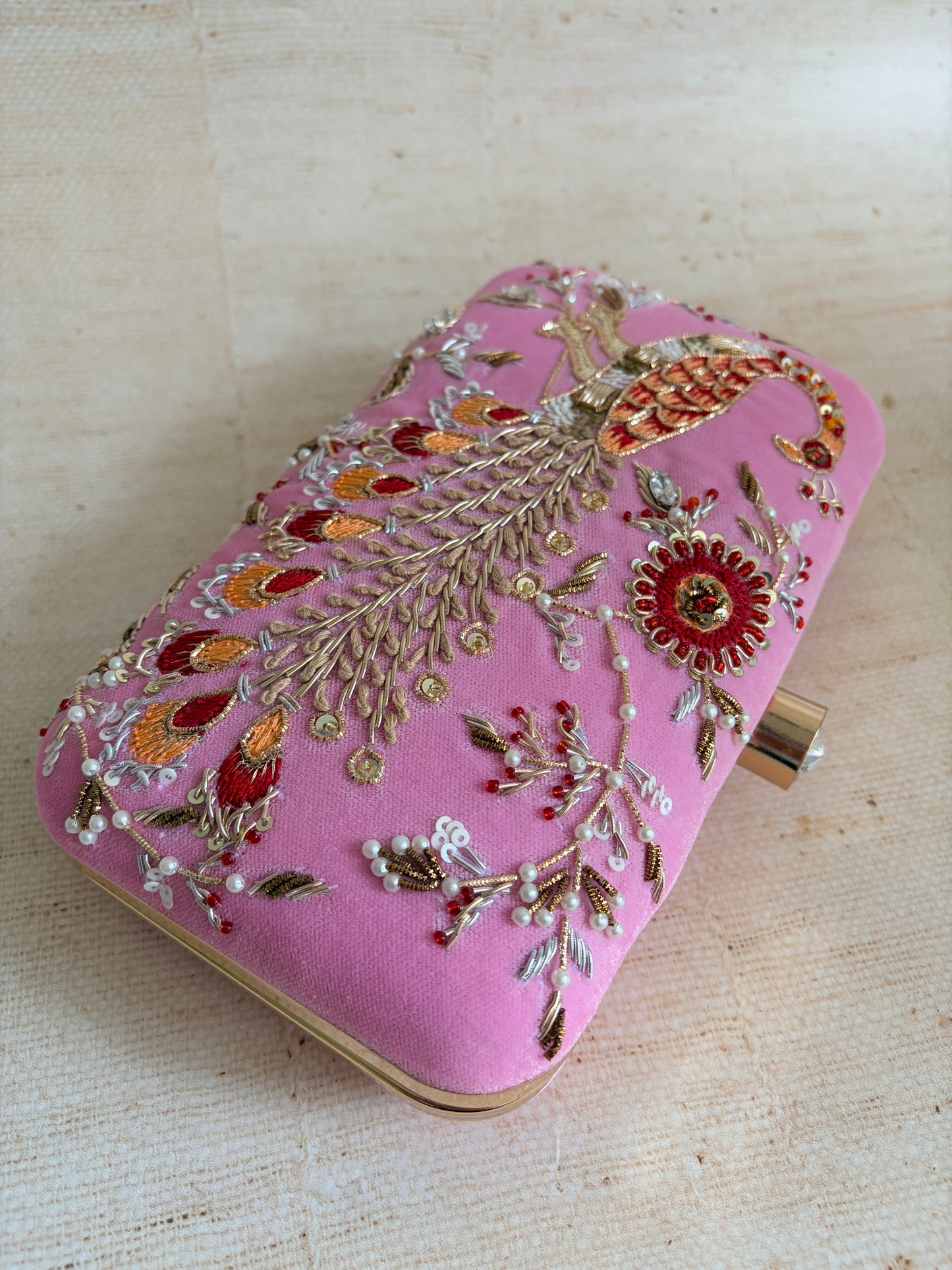 Morni Rectangular Pink Clutch (ST1171)