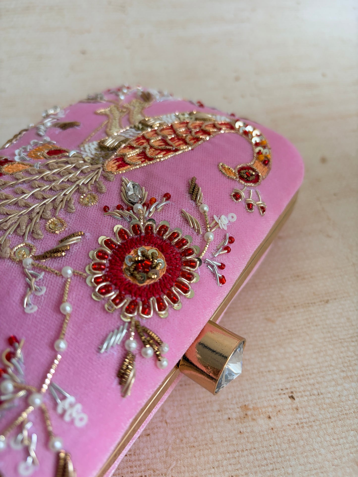 Morni Rectangular Pink Clutch (ST1171)