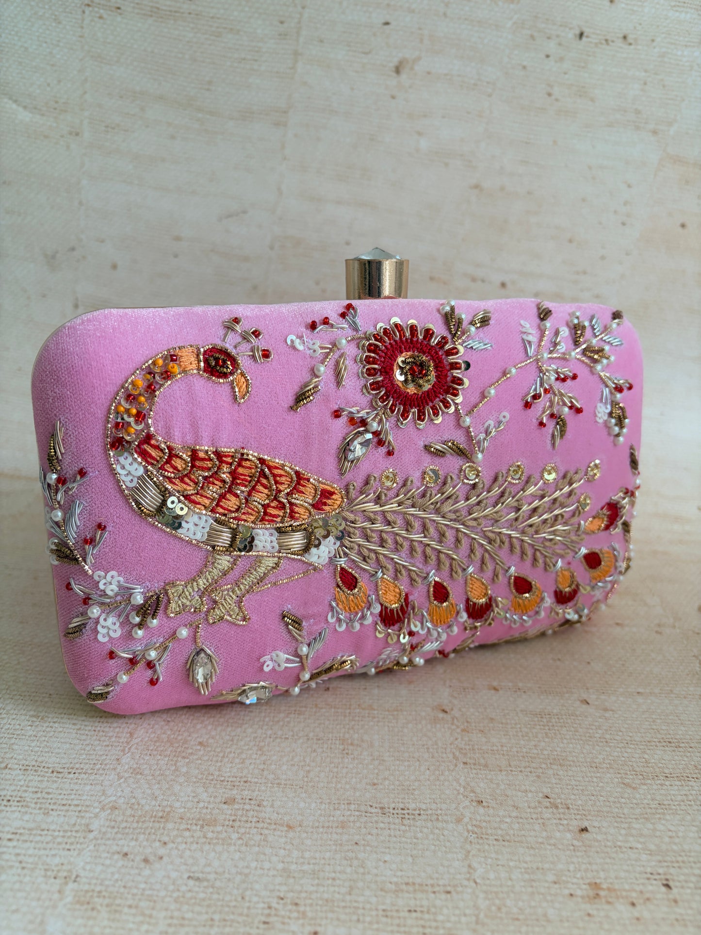 Morni Rectangular Pink Clutch (ST1171)
