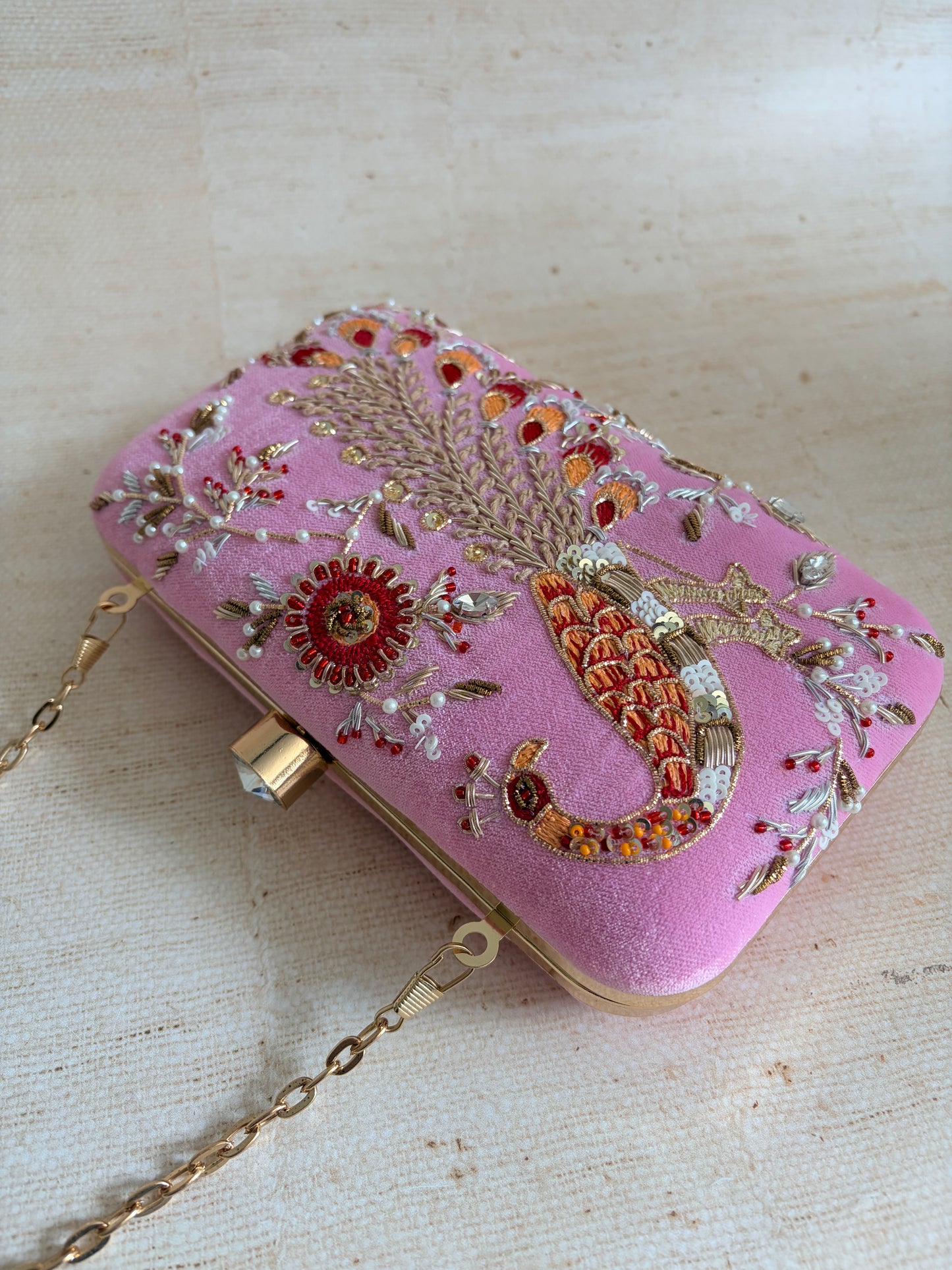 Morni Rectangular Pink Clutch (ST1171)