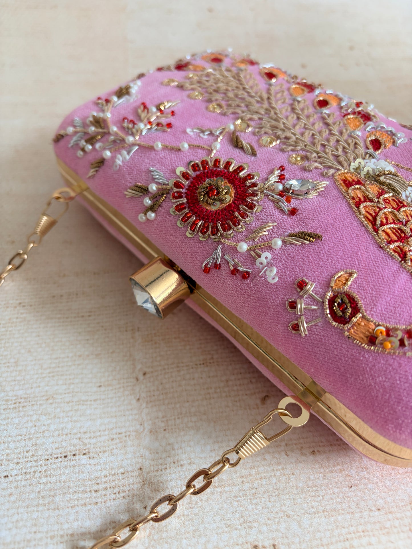 Morni Rectangular Pink Clutch (ST1171)