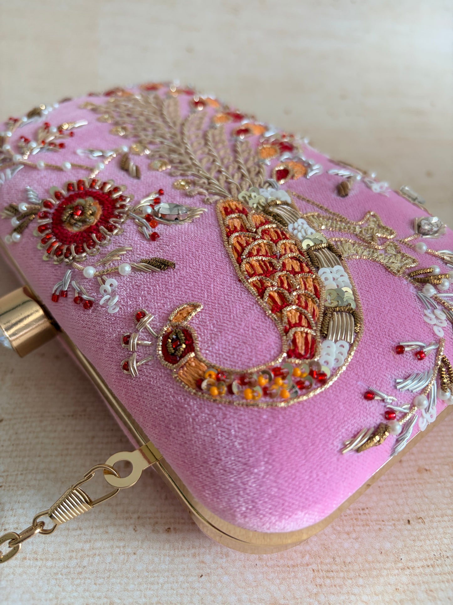 Morni Rectangular Pink Clutch (ST1171)