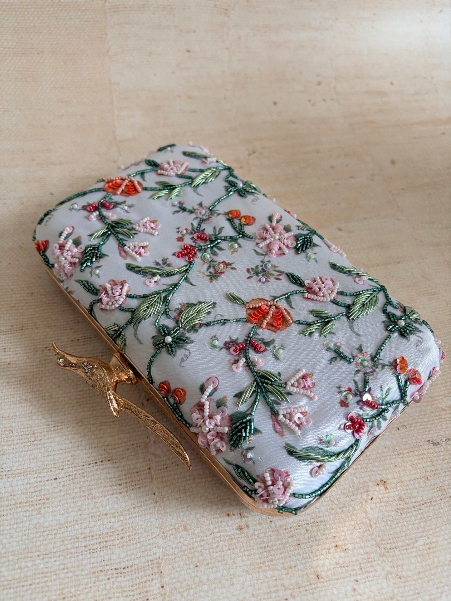 Vienna Floral Rectangular Clutch (ST1176) (Bird Clasp)