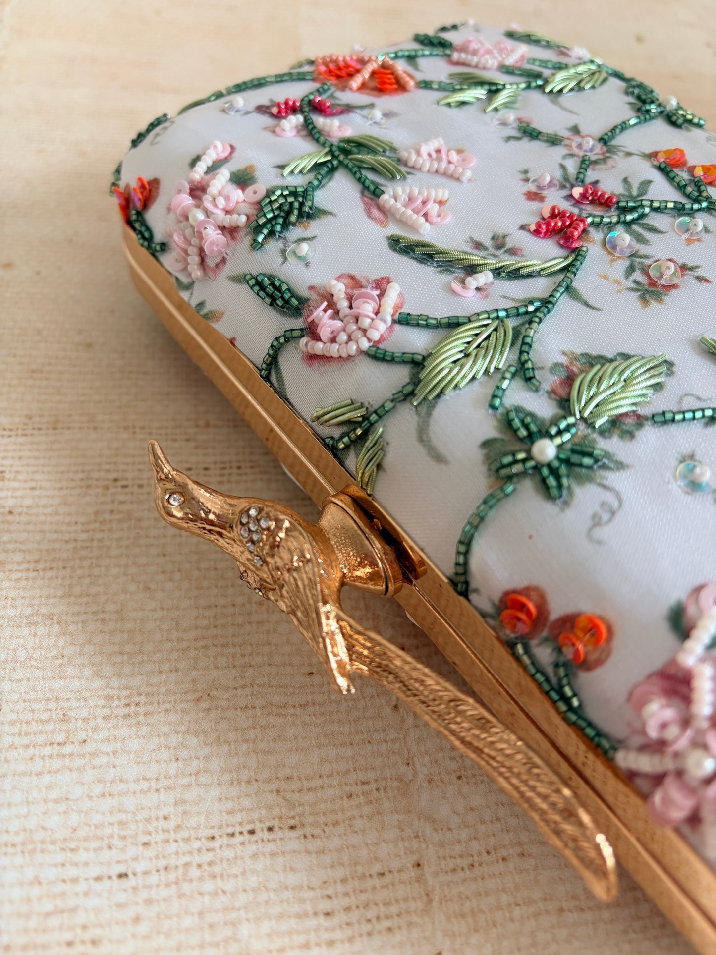 Vienna Floral Rectangular Clutch (ST1176) (Bird Clasp)