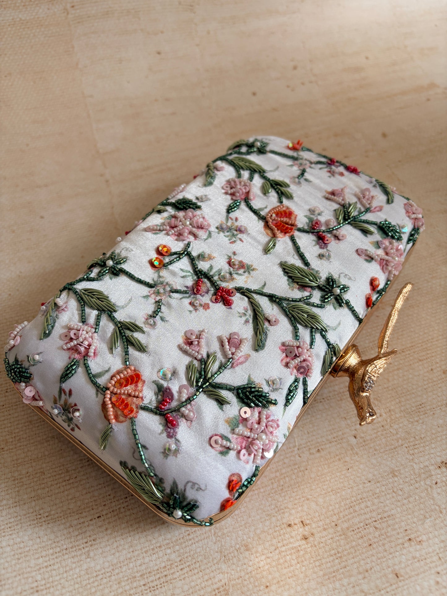Vienna Floral Rectangular Clutch (ST1176) (Bird Clasp)