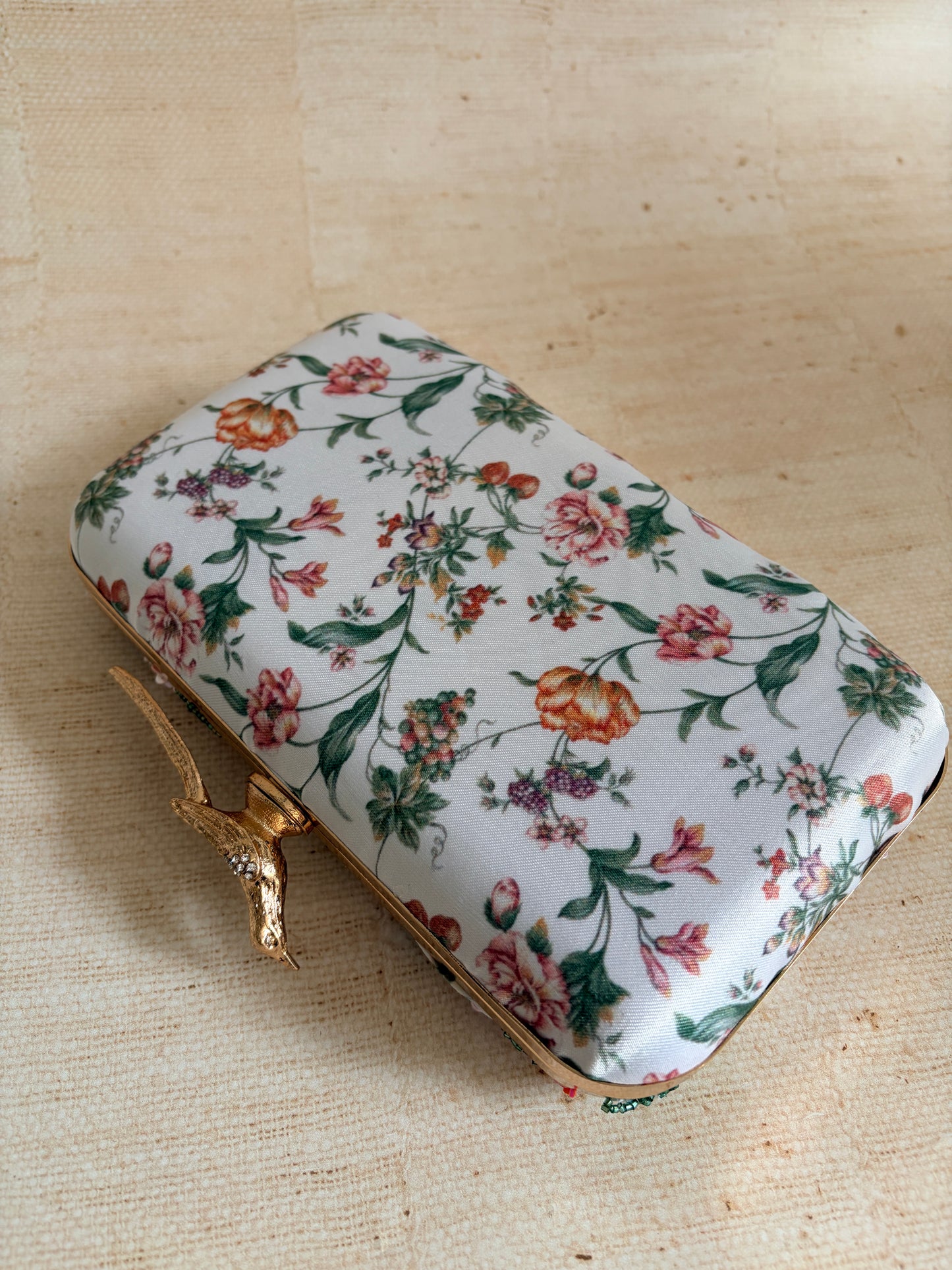 Vienna Floral Rectangular Clutch (ST1176) (Bird Clasp)