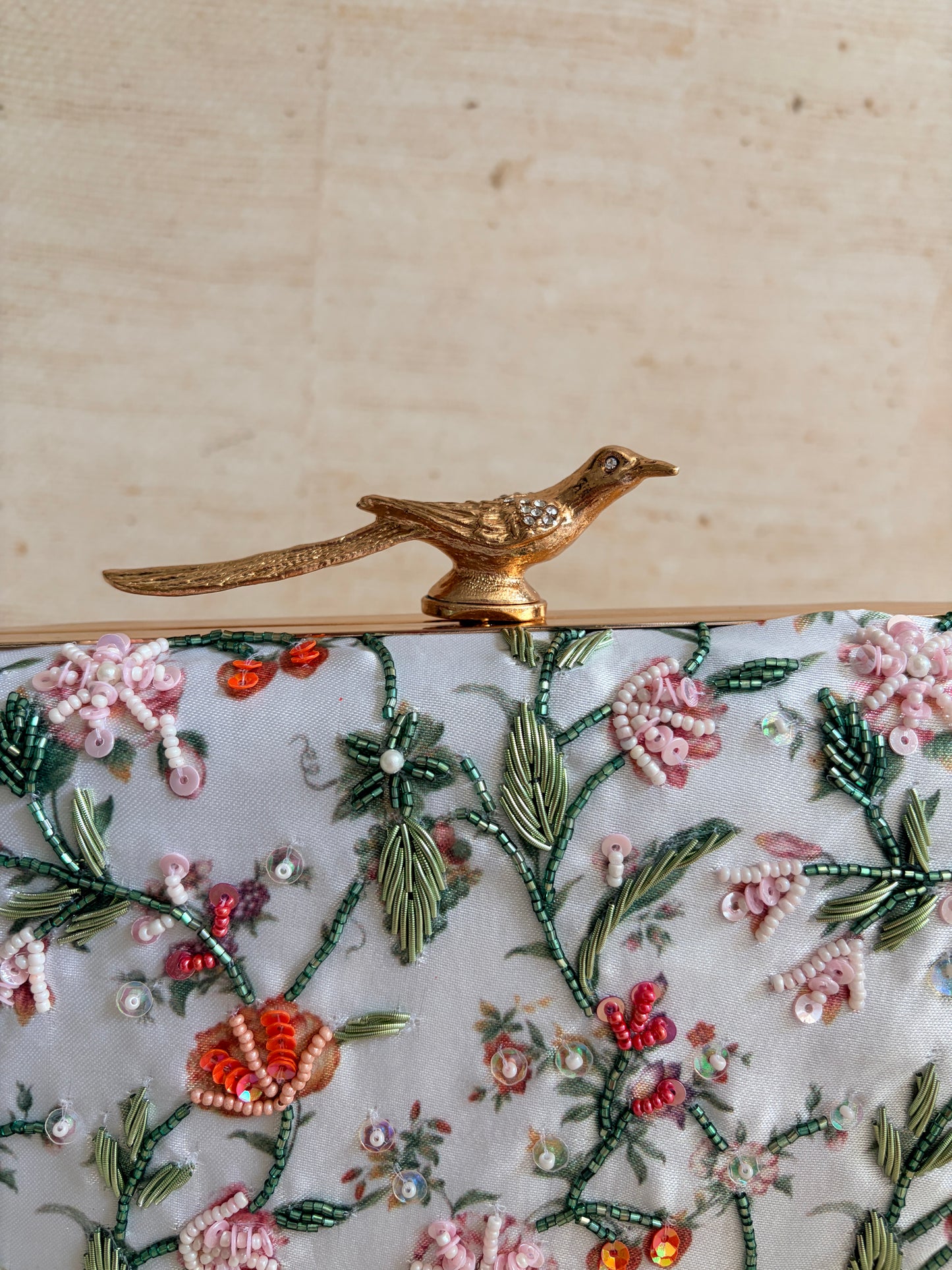Vienna Floral Rectangular Clutch (ST1176) (Bird Clasp)