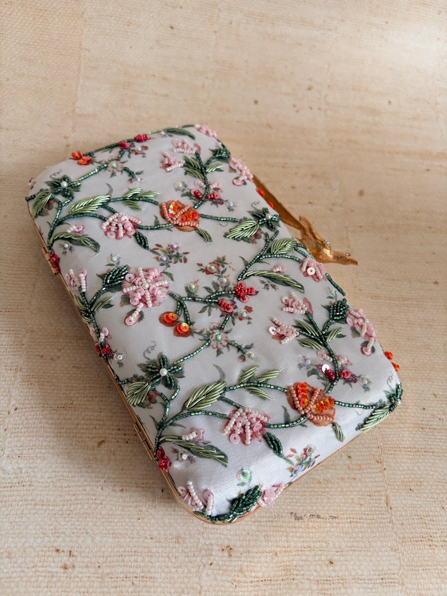 Vienna Floral Rectangular Clutch (ST1176) (Bird Clasp)