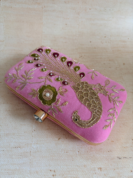 Morni Rectangular Pink Clutch (ST1172)