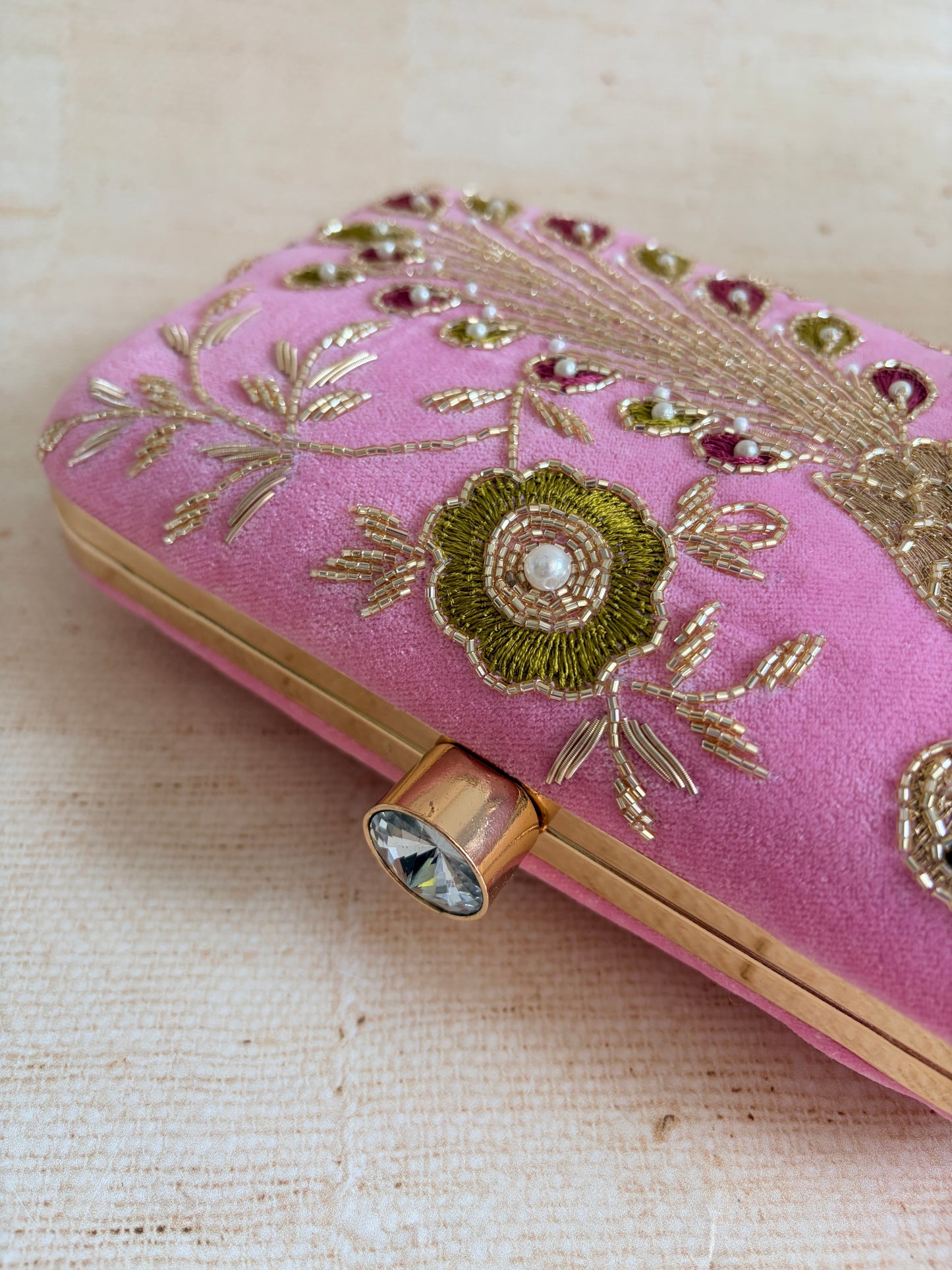 Morni Rectangular Pink Clutch (ST1172)