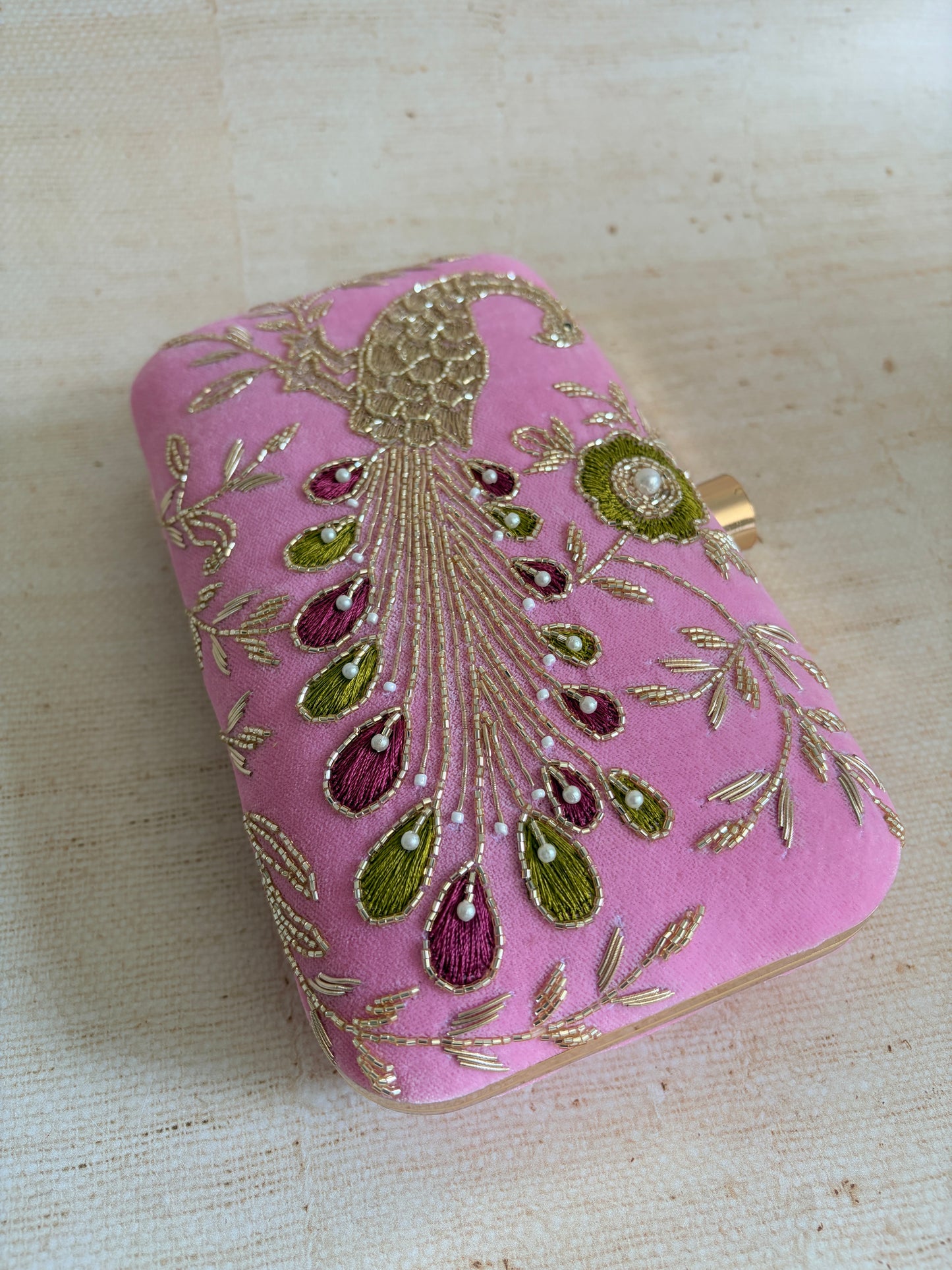 Morni Rectangular Pink Clutch (ST1172)