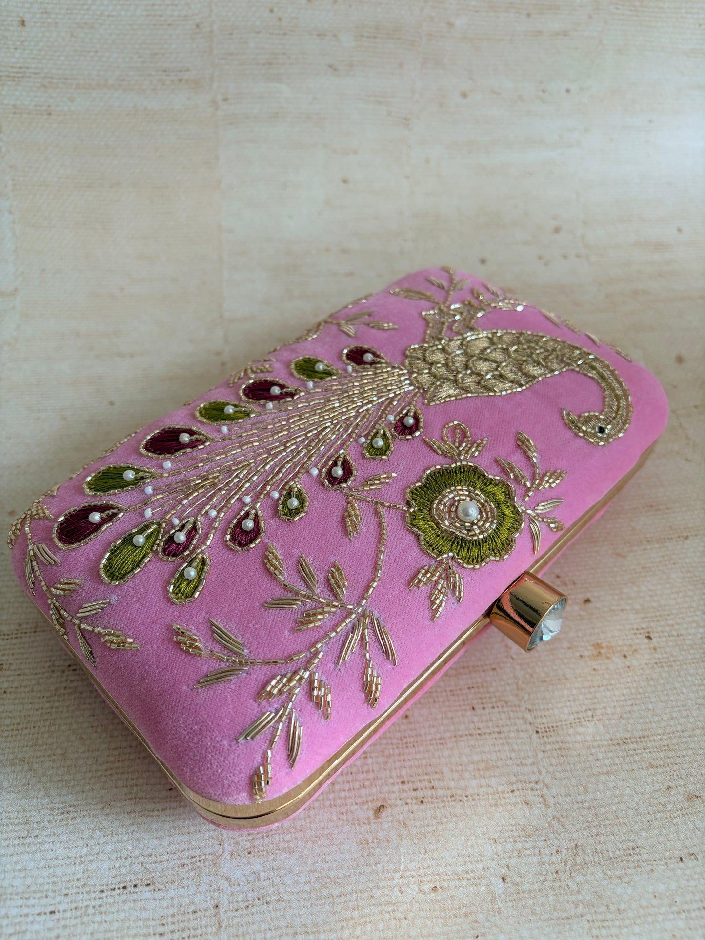 Morni Rectangular Pink Clutch (ST1172)