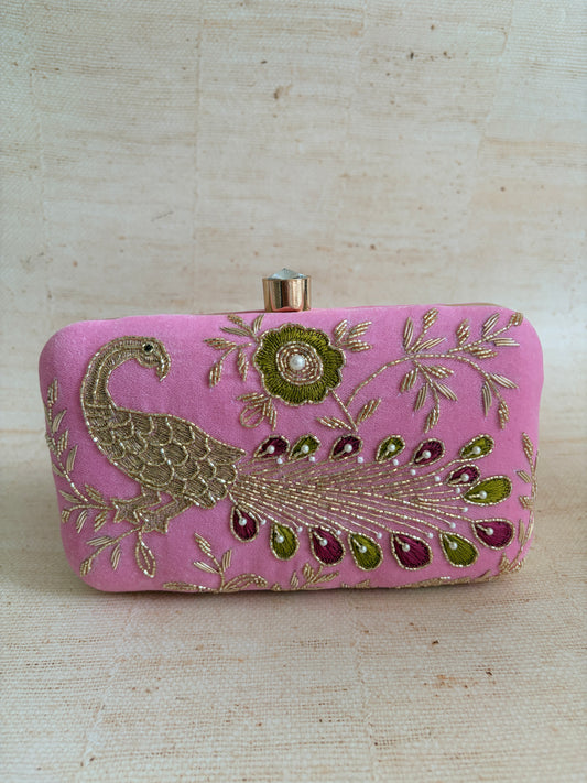 Morni Rectangular Pink Clutch (ST1172)