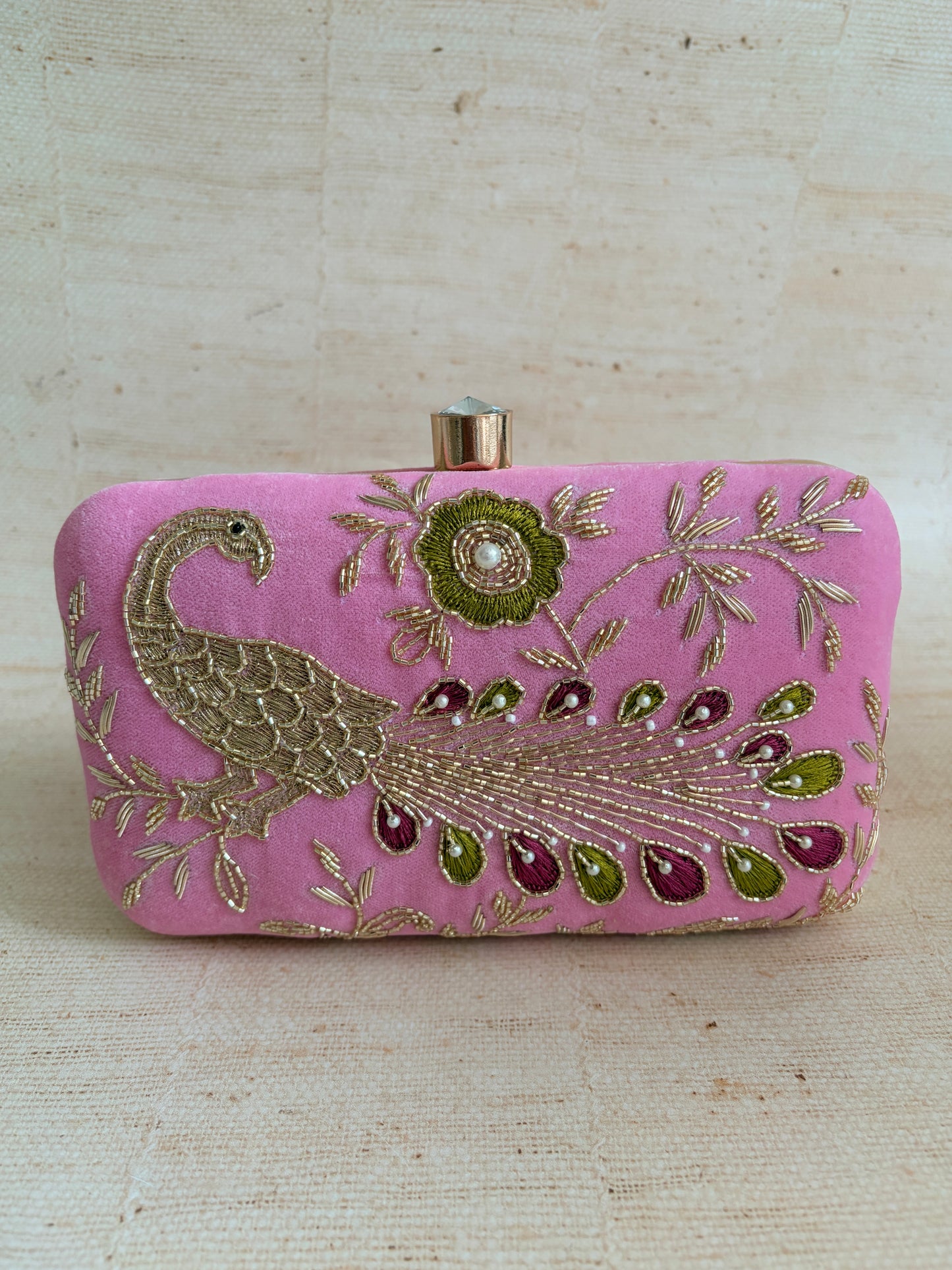 Morni Rectangular Pink Clutch (ST1172)