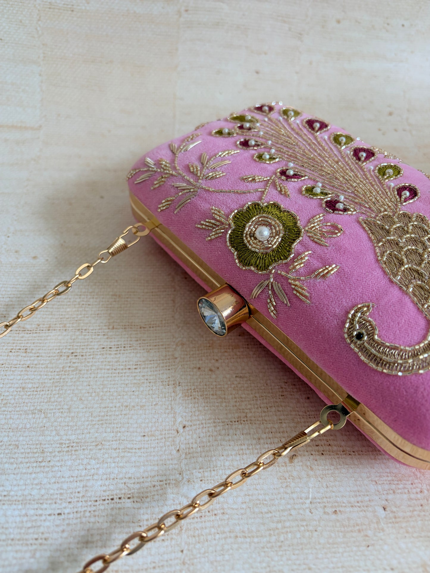 Morni Rectangular Pink Clutch (ST1172)