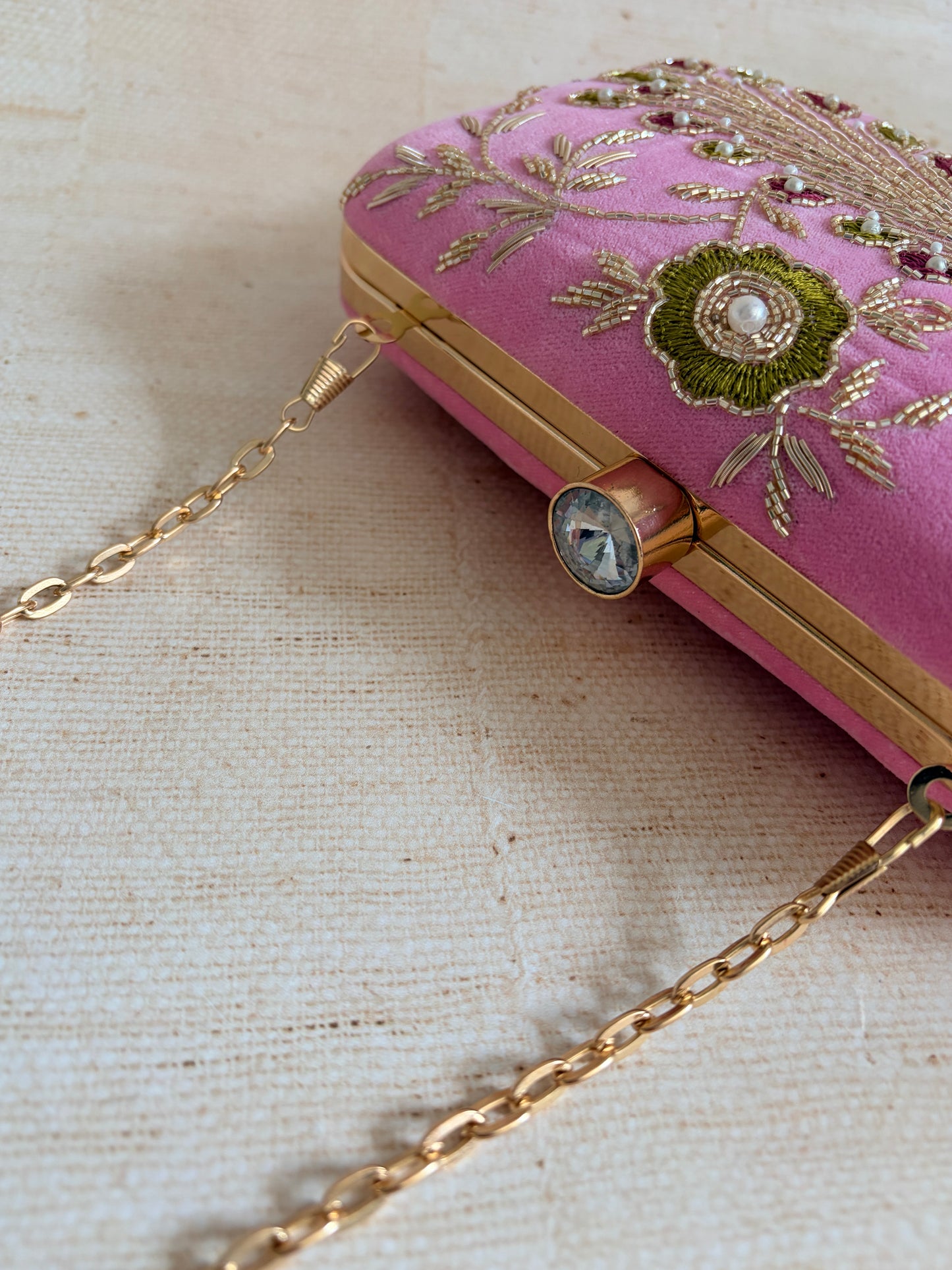 Morni Rectangular Pink Clutch (ST1172)