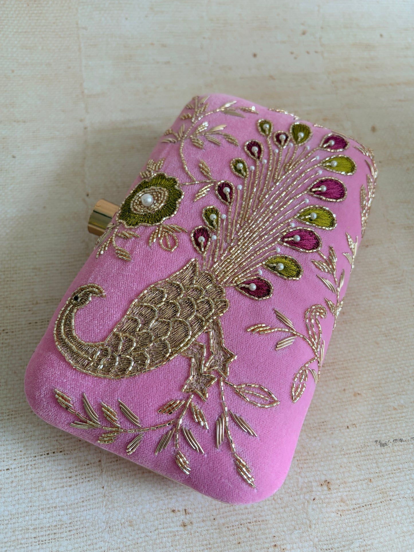 Morni Rectangular Pink Clutch (ST1172)