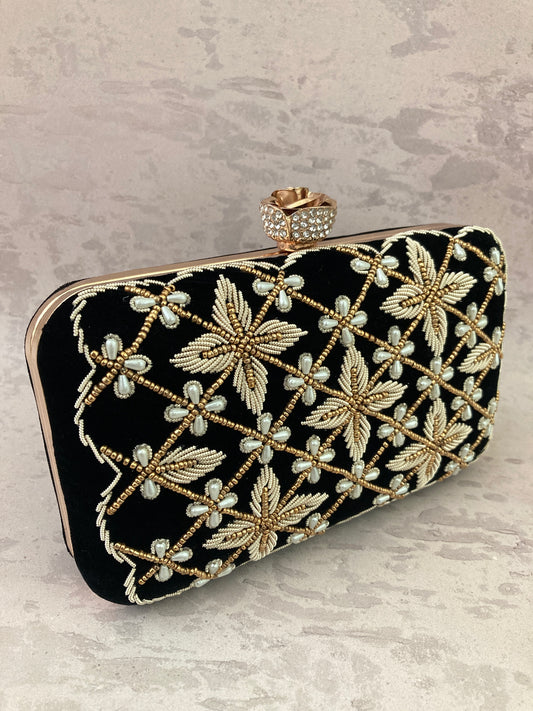 Royal Rectangular Clutch (Black) (ST134)