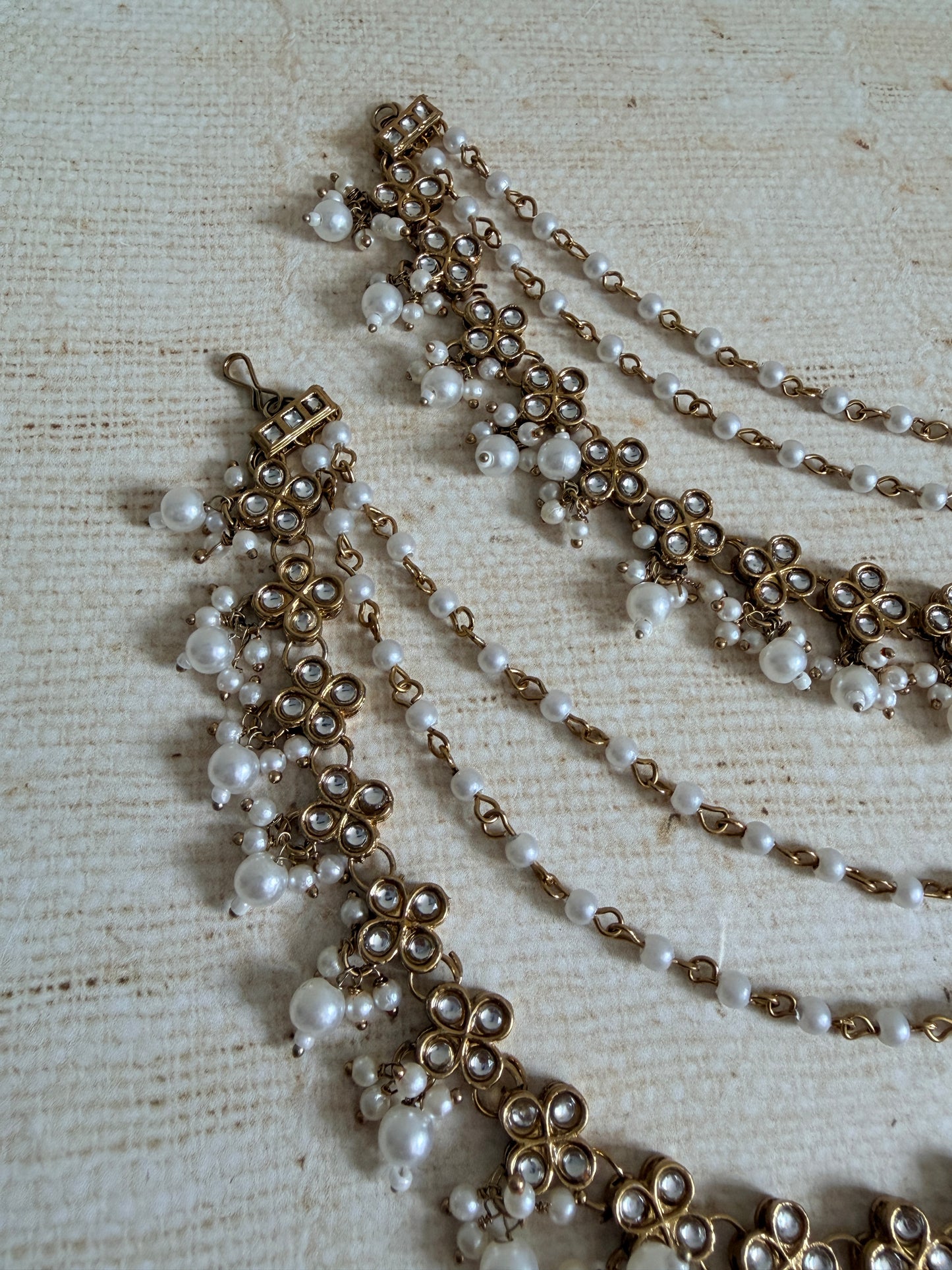 Antique Gold Plated Pearl Ear Chains/Kaan Chain (ST1180)