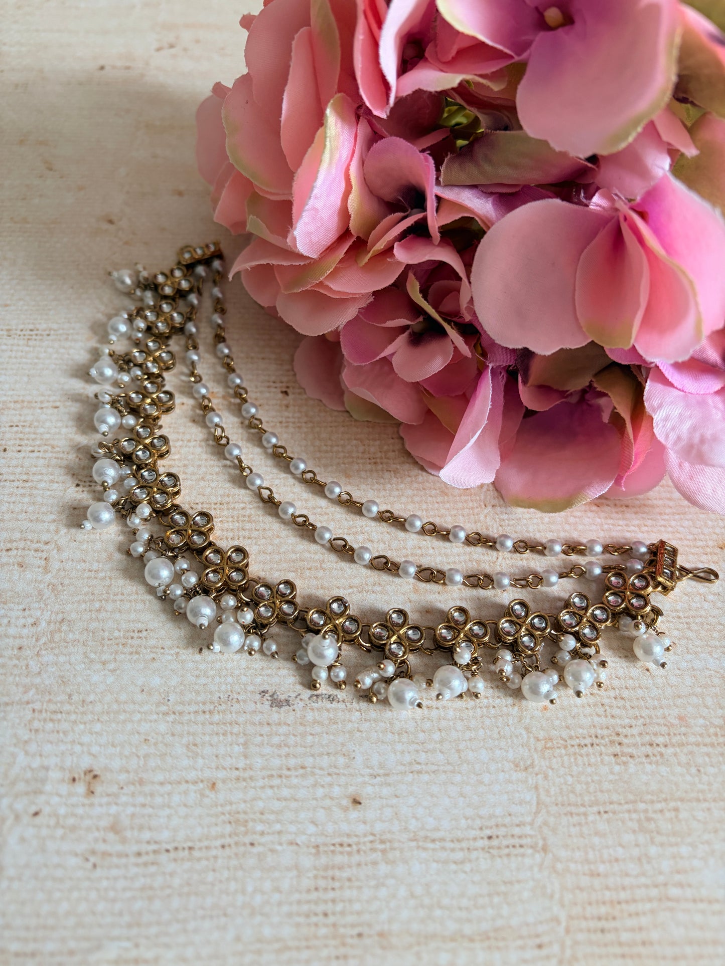 Antique Gold Plated Pearl Ear Chains/Kaan Chain (ST1180)