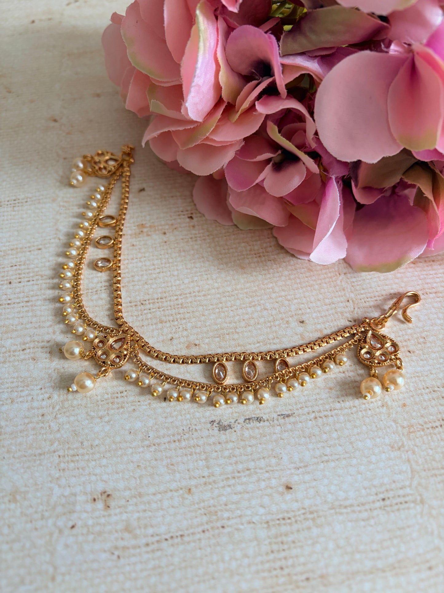 Gold Plated Pearl Ear Chains/Kaan Chain (ST1181)