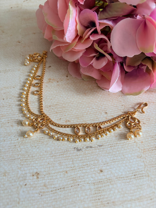 Gold Plated Pearl Ear Chains/Kaan Chain (ST1181)