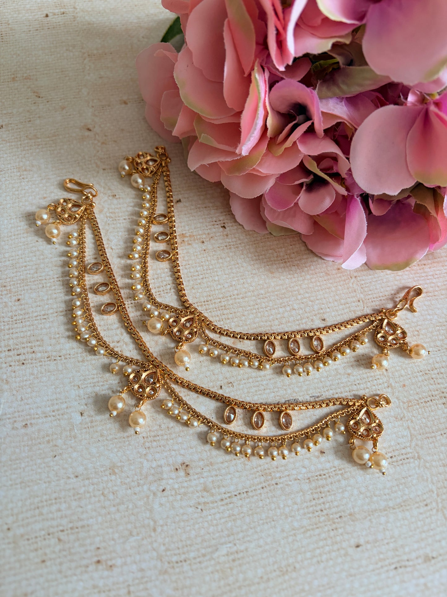 Gold Plated Pearl Ear Chains/Kaan Chain (ST1181)
