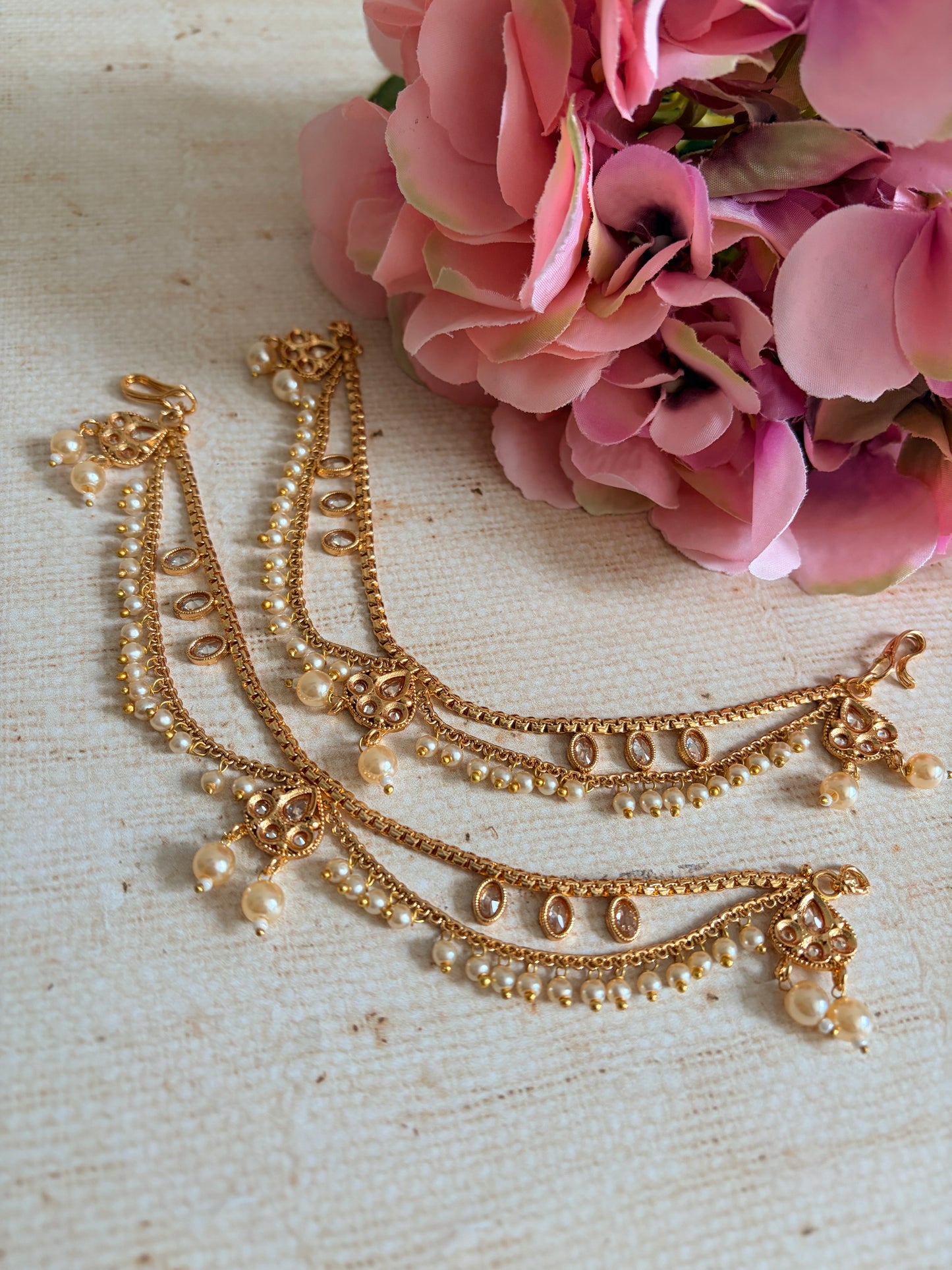 Gold Plated Pearl Ear Chains/Kaan Chain (ST1181)