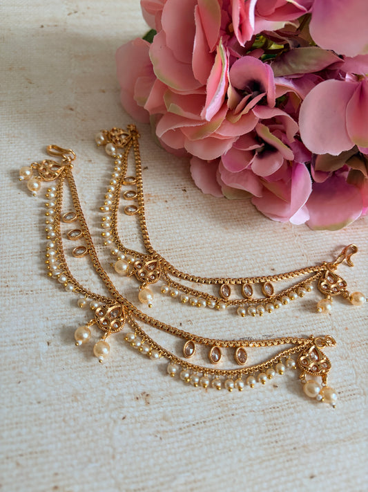 Gold Plated Pearl Ear Chains/Kaan Chain (ST1181)
